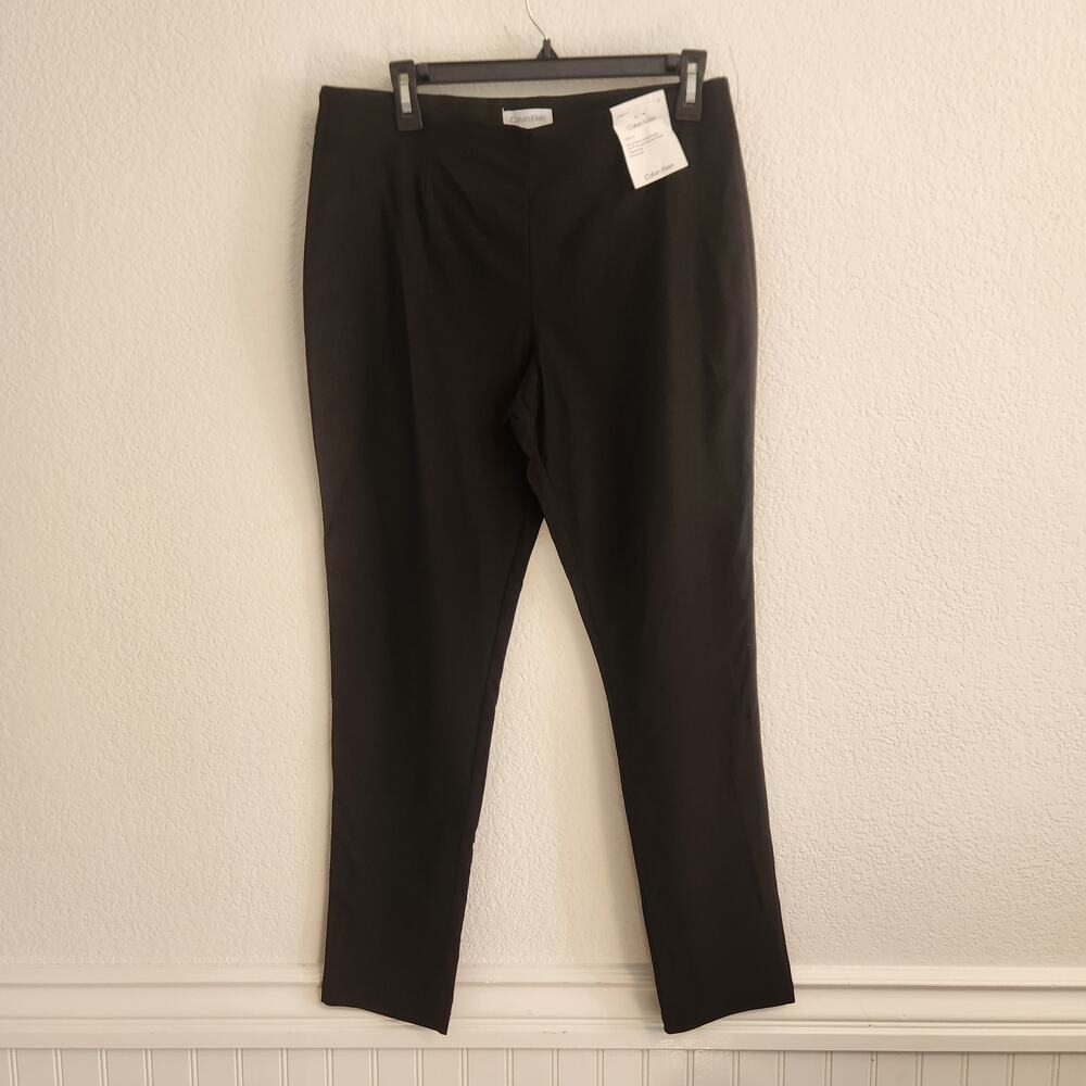 Calvin Klein Women's Size 12 Slim Fit Tapered Leg‎ Stretch Dress Pants Black NWT